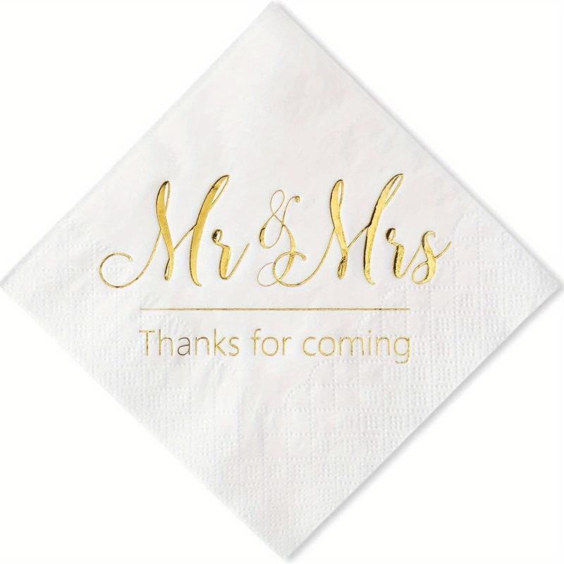 20pcs Wedding Napkins Mr Mrs Rose Bule Burgundy Golden Cocktail Beverage Dessert