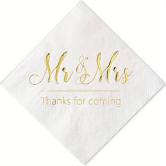 20pcs Wedding Napkins Mr Mrs Rose Bule Burgundy Golden Cocktail Beverage Dessert