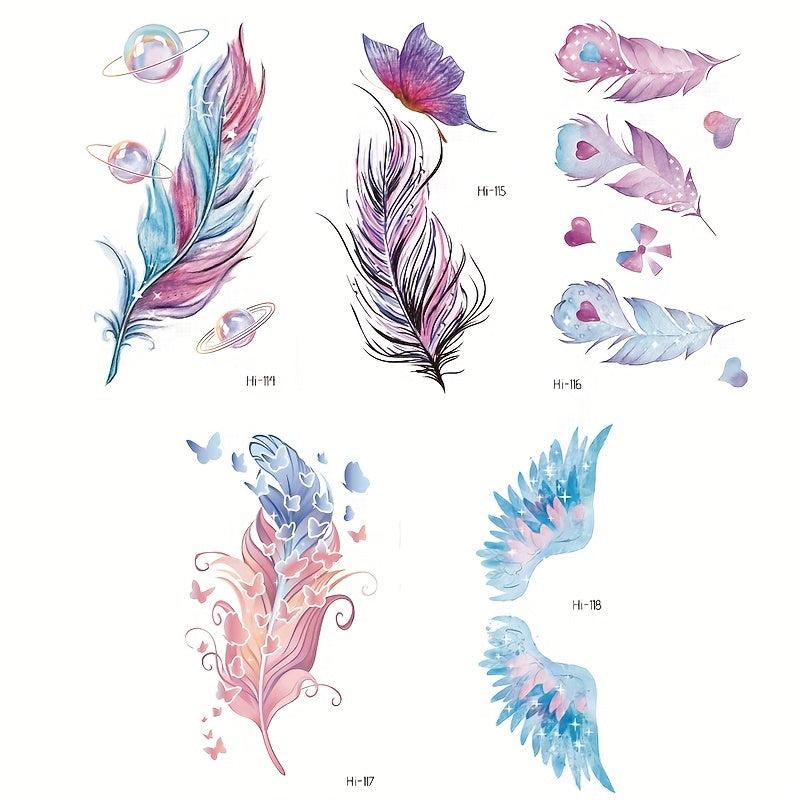 Glow Feather Wings Tattoo Sticker for Music Festivals