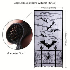 Halloween Lace Window Curtain Bats Spooky Lace Door Curtain Panels