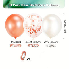 60pcs 30 48 Cm Hot Pink Rose Golden Silvery Latex Balloon Party Decoration