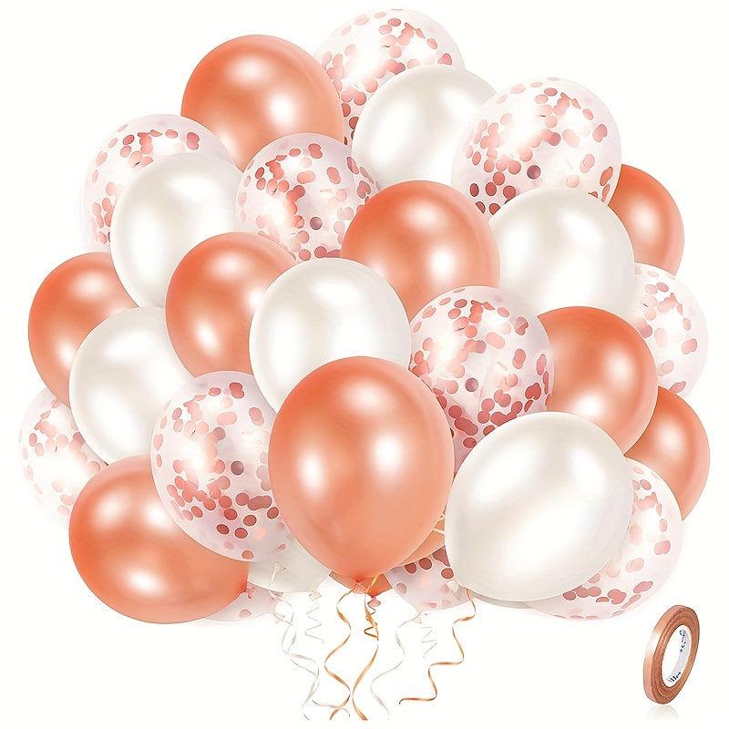 60pcs 30 48 Cm Hot Pink Rose Golden Silvery Latex Balloon Party Decoration