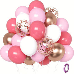 60pcs 30 48 Cm Hot Pink Rose Golden Silvery Latex Balloon Party Decoration