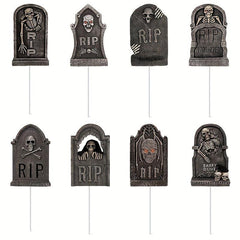 8pcs Halloween Tombstone Cake Toppers Ghost Cake Decoration Supplies