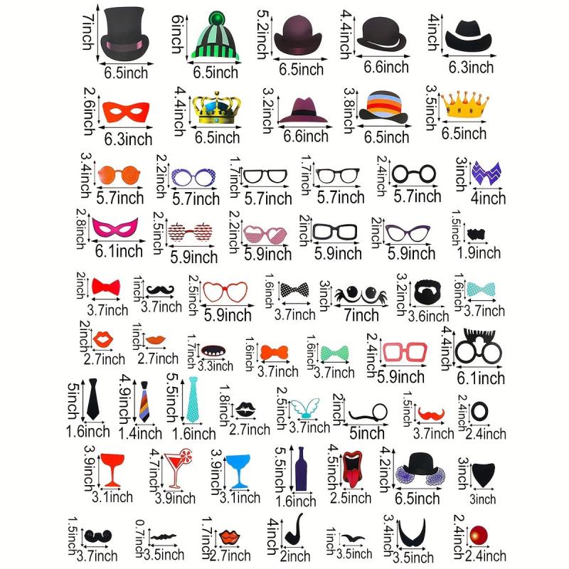 58pcs Wedding Photo Props Paper Kit for Wedding Party Decor