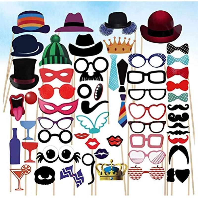 58pcs Wedding Photo Props Paper Kit for Wedding Party Decor