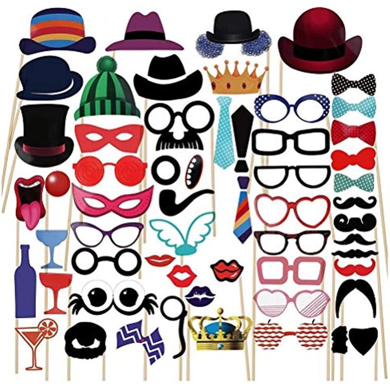 58pcs Wedding Photo Props Paper Kit for Wedding Party Decor