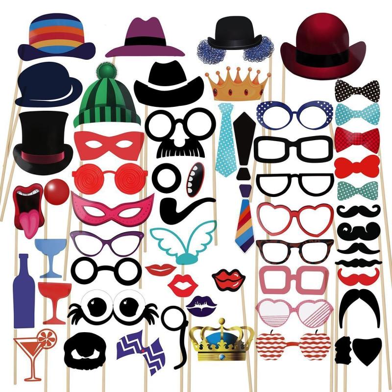 58pcs Wedding Photo Props Paper Kit for Wedding Party Decor