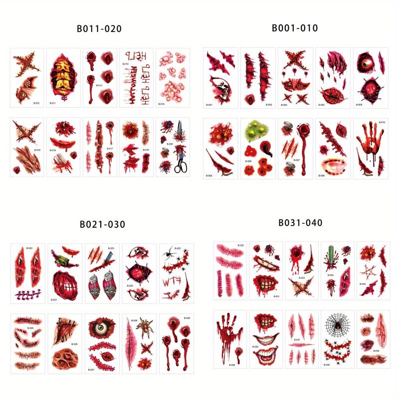 Halloween Horror Tattoo Stickers Costume Party Funny Mouth Tattoo