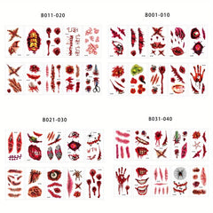 Halloween Horror Tattoo Stickers Costume Party Funny Mouth Tattoo