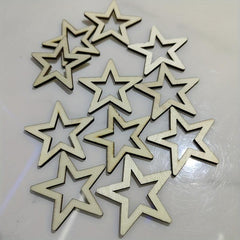 20pcs Unfinished Wooden Stars DIY Painting Wood Slices for Christmas Wedding