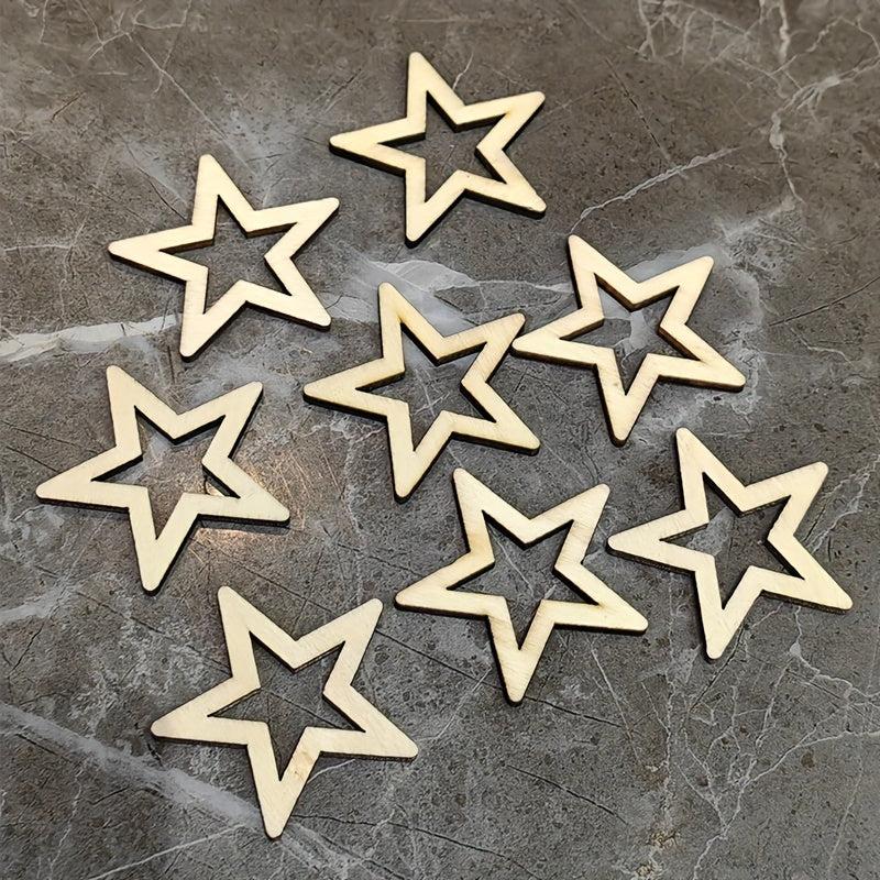 20pcs Unfinished Wooden Stars DIY Painting Wood Slices for Christmas Wedding