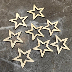 20pcs Unfinished Wooden Stars DIY Painting Wood Slices for Christmas Wedding