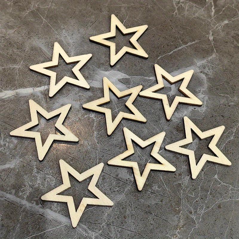 20pcs Unfinished Wooden Stars DIY Painting Wood Slices for Christmas Wedding