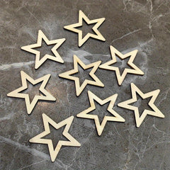 20pcs Unfinished Wooden Stars DIY Painting Wood Slices for Christmas Wedding