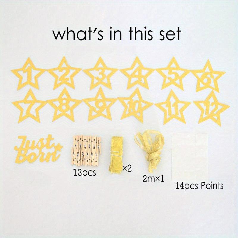 12 Months Photo Frame Banner Glitter 1st Birthday Party Decorations