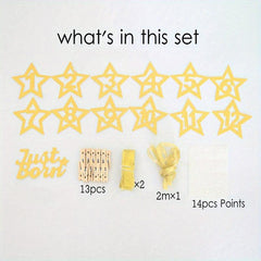 12 Months Photo Frame Banner Glitter 1st Birthday Party Decorations