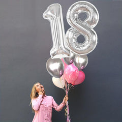 Silvery 18th Birthday Balloon 101 Adult Shower Party Decoration