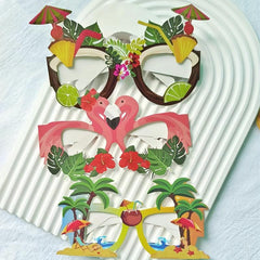 8pcs Hawaiian Party Glasses Flamingo Ice Cream Beach Party Photo Props