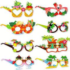 8pcs Hawaiian Party Glasses Flamingo Ice Cream Beach Party Photo Props