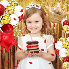 Golden Red Birthday Decoration Combo Kit