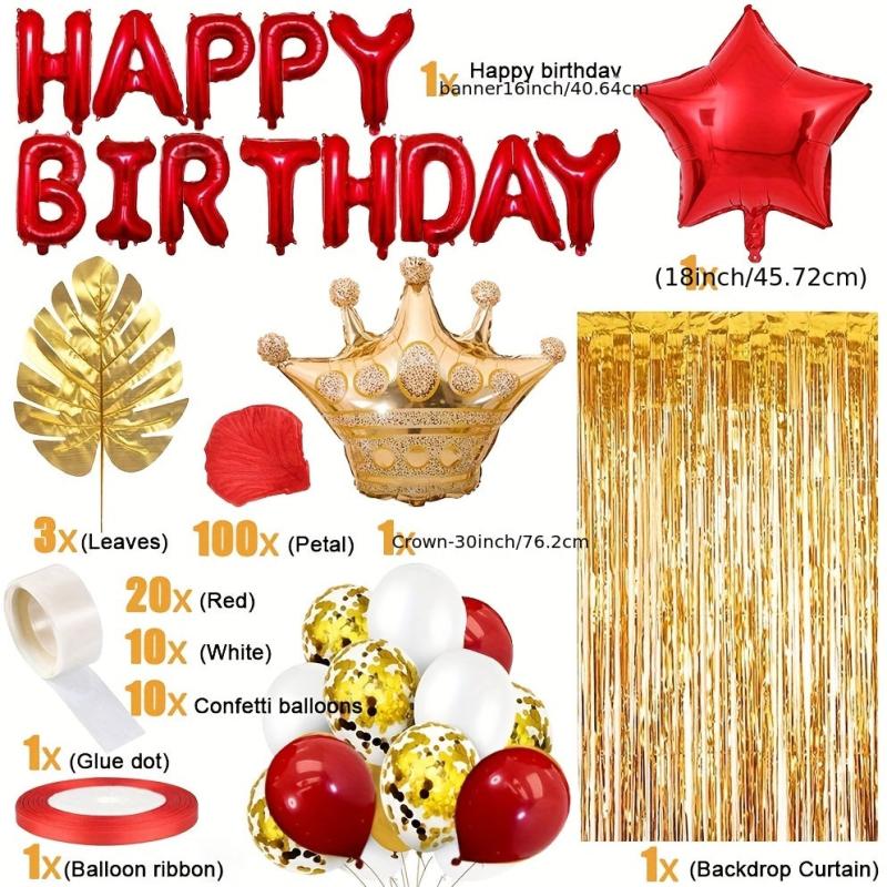 Golden Red Birthday Decoration Combo Kit