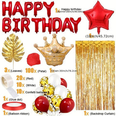 Golden Red Birthday Decoration Combo Kit