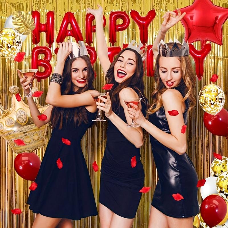 Golden Red Birthday Decoration Combo Kit