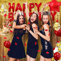 Golden Red Birthday Decoration Combo Kit