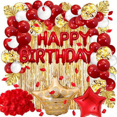 Golden Red Birthday Decoration Combo Kit