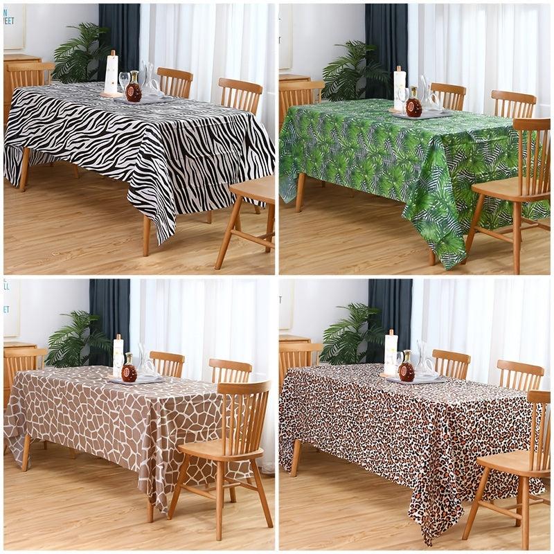 1pc Disposable 54''x108'' Jungle Animal Theme Tablecloth
