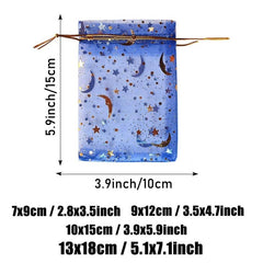 200pcs Mixed Moon Stars Organza Bags Wedding Favor Pouch