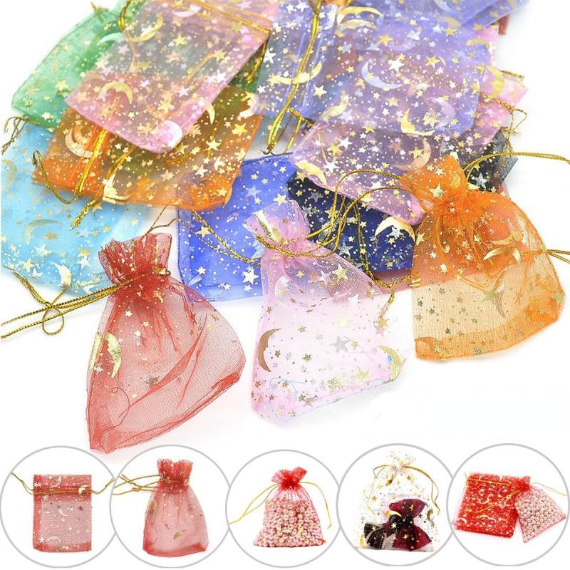 200pcs Mixed Moon Stars Organza Bags Wedding Favor Pouch