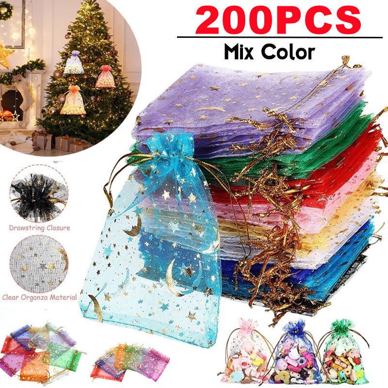 200pcs Mixed Moon Stars Organza Bags Wedding Favor Pouch