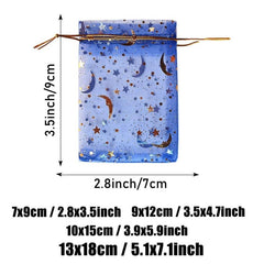 200pcs Mixed Moon Stars Organza Bags Wedding Favor Pouch