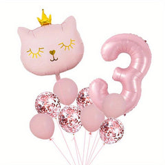 10pcs Sparkling Kitty Balloon Crown for 1st Birthday Party Decoration