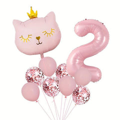 10pcs Sparkling Kitty Balloon Crown for 1st Birthday Party Decoration