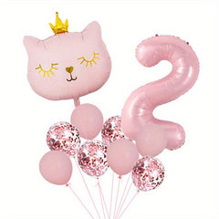 10pcs Sparkling Kitty Balloon Crown for 1st Birthday Party Decoration