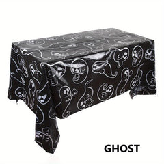 Waterproof Halloween Tablecloth 220x130cm Disposable Plastic Cover Spooky Decor