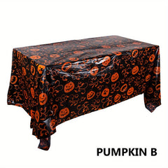 Waterproof Halloween Tablecloth 220x130cm Disposable Plastic Cover Spooky Decor