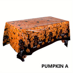 Waterproof Halloween Tablecloth 220x130cm Disposable Plastic Cover Spooky Decor