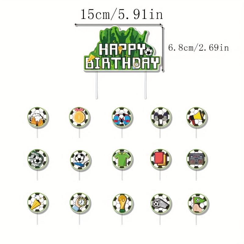 Soccer Theme Birthday Party Decoration Set - Sports Flag Cake Insert