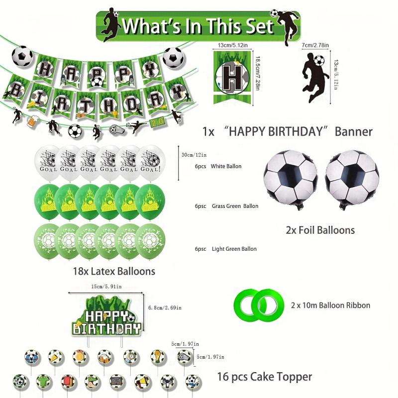 Soccer Theme Birthday Party Decoration Set - Sports Flag Cake Insert