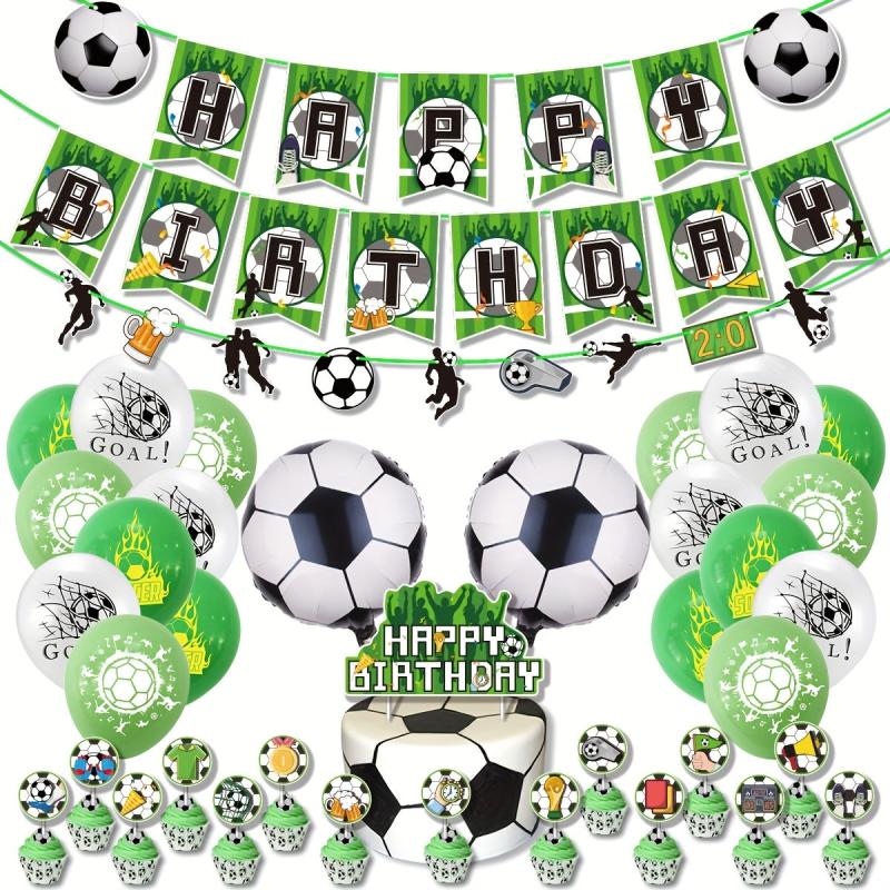 Soccer Theme Birthday Party Decoration Set - Sports Flag Cake Insert