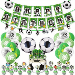 Soccer Theme Birthday Party Decoration Set - Sports Flag Cake Insert