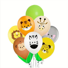 10pcs Forest Animals Ribbon Balloon Set for Birthday Decoration