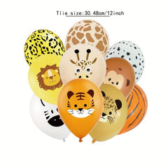 10pcs Forest Animals Ribbon Balloon Set for Birthday Decoration