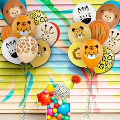10pcs Forest Animals Ribbon Balloon Set for Birthday Decoration