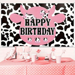 Fun Farm Spotted Cow Birthday Party Decoration Backdrop