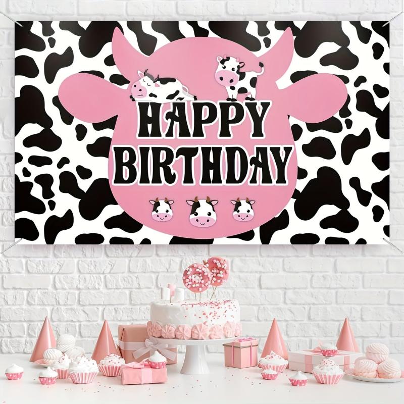 Fun Farm Spotted Cow Birthday Party Decoration Backdrop